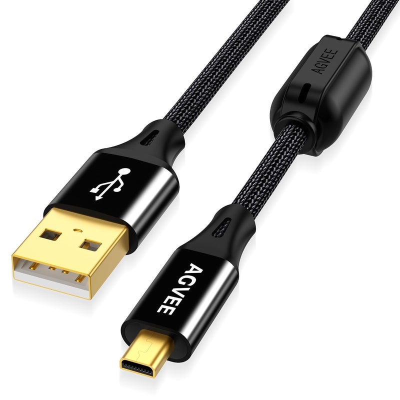 AGVEE 6.6ft USB Mini 8 Pin Charger Transfer Cable for Nikon UC-E6/E16/E17/E23 Camera Coolpix L22 B500 AW100 D750 D3300 D3200 S9500 S9300 S9100 S6800 S6200, Sony Cybershot W830 W800, Black - Image 1